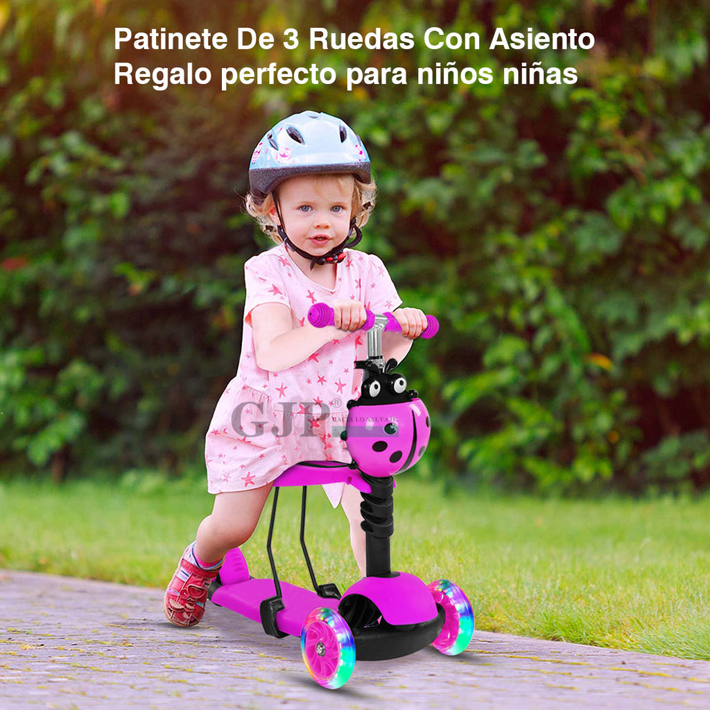 Patín Del Diablo Scooter 3 Ruedas Luces Led Patineta 2 en 1 sentado/soporte  Para Niña/o – MUUNSOY