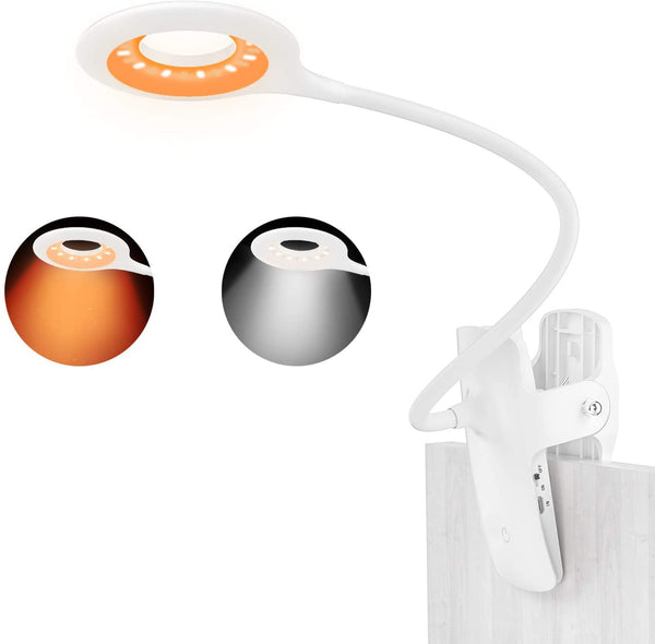 Lámpara de Escritorio LED Clip Lámpara de Mesa y Luz ,28 LED Luz de lectura, 3 colores x 3 de brillo