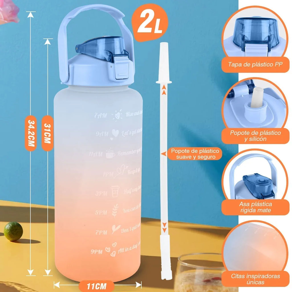 Botella de agua deportiva de gran capacidad 2,2litros – LlevaUno