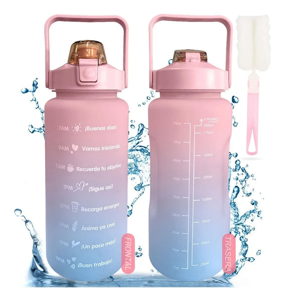 Botella De Agua 2 litros Motivacional Deportiva De Gran Capacidad