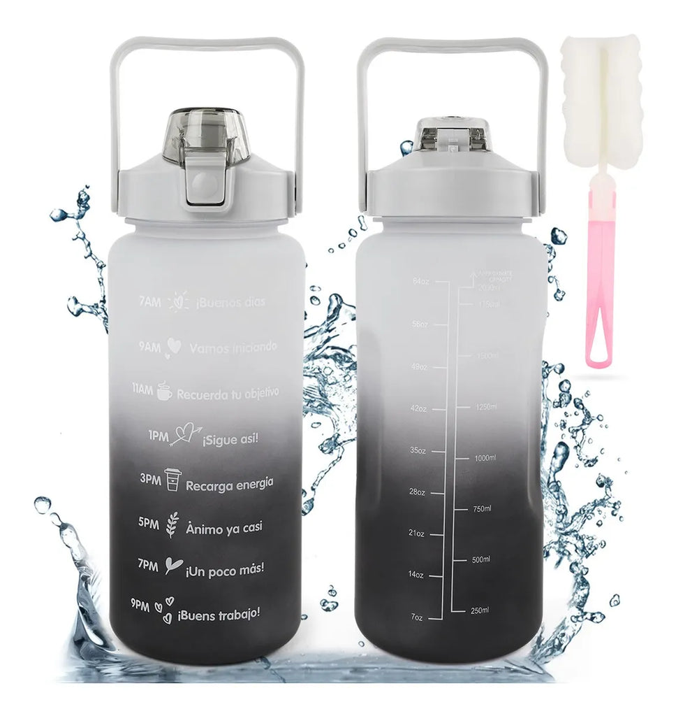 Botella de agua deportiva motivacional de colores difuminados 2 litros