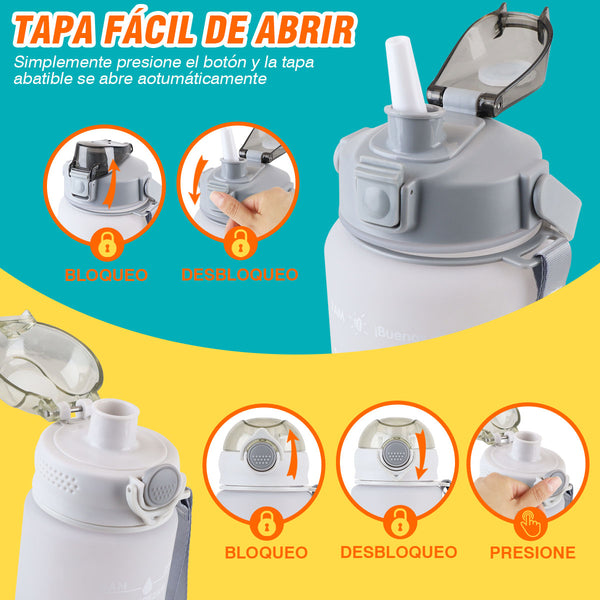 Botella De Agua Deportiva 3 Pack Gran Capacidad 2 Litro Y 900ml Y 330ml
