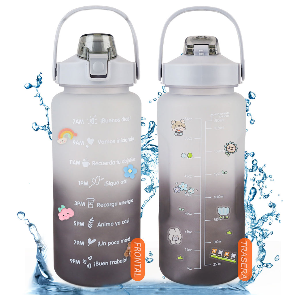 Botella De Agua 2 litros Motivacional Taza De Agua Deportiva De Gran  Capacida Con Popote Libre de BPA – MUUNSOY
